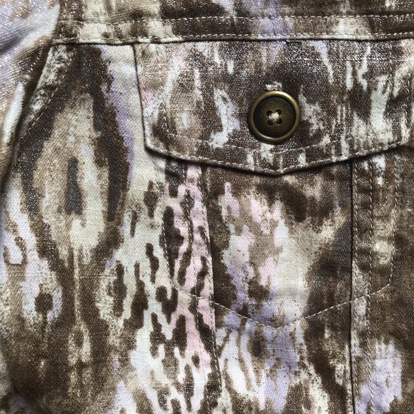 Chico Animal Print Brown Denim Jacket, EUC, S - Picture 5 of 14